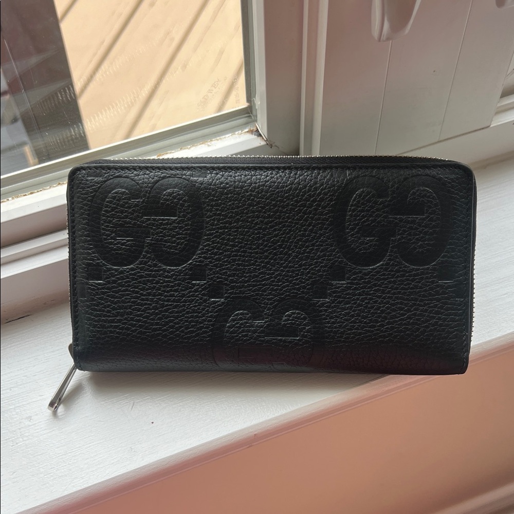 Gucci Black Embossed Large GG Leather Wallet
